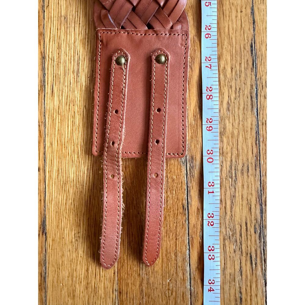 EXPRESS Wide Brown Woven Leather Waist Belt sz S/M - Picture 10 of 11